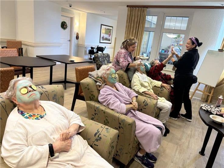 Caregiver helping resident